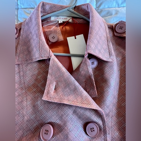 NWT Solitaire double breasted coral and silver spring jacket. Women’s size L. - Picture 9 of 10